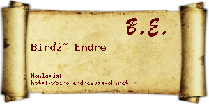 Biró Endre névjegykártya